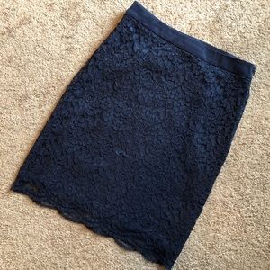 The Limited navy blue lace knee-length skirt
